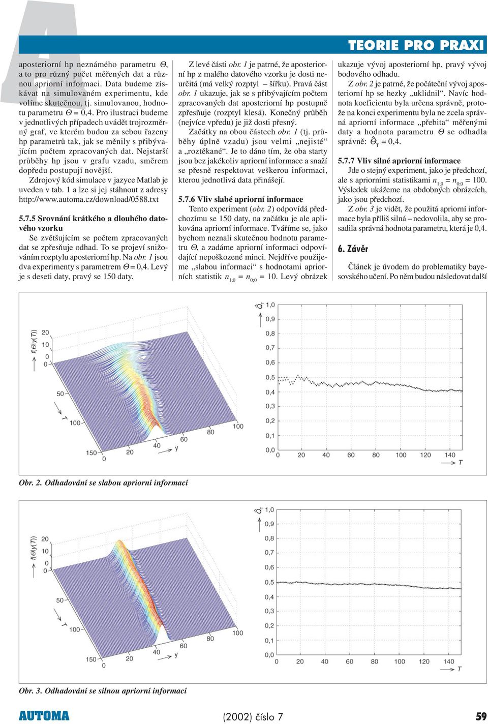 Nejstarší prùbìhy hp jsou v grau vzadu, smìrem dopøedu postupují ovìjší. Zdrojový kód simulace v jazyce Matlab je uvede v tab. a lze si jej stáhout z adresy http://www.automa.cz/dowload/588.txt 5.7.