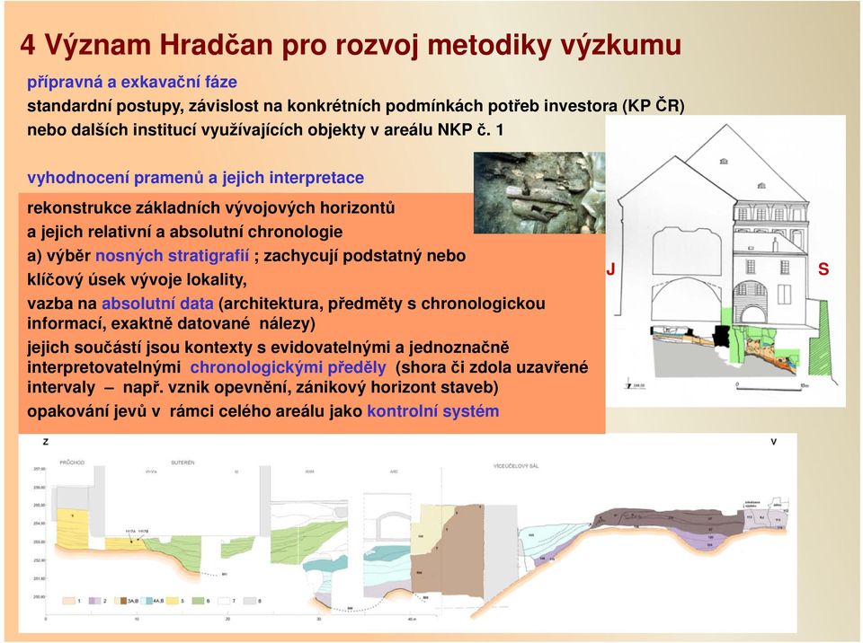 1 vyhodnocení pramenů a jejich interpretace rekonstrukce základních vývojových horizontů a jejich relativní a absolutní chronologie a) výběr nosných stratigrafií ; zachycují podstatný nebo klíčový