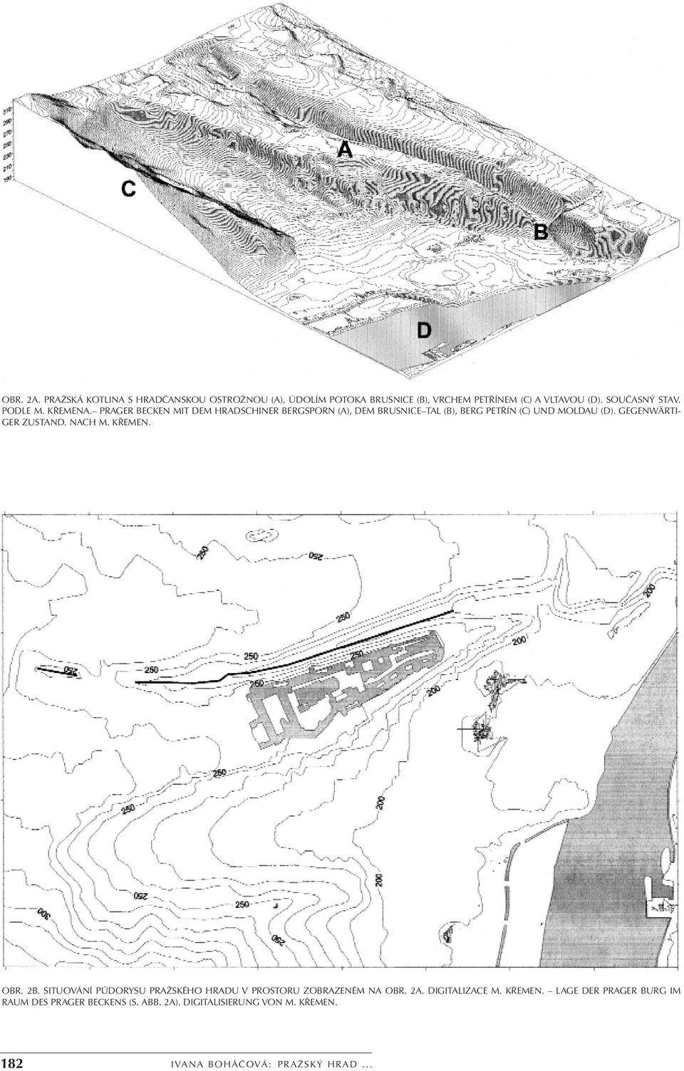 GEGENWÄRTI- GER ZUSTAND. NACH M. KŘEMEN. OBR. 2B. SITUOVÁNÍ PŮDORYSU PRAŽSKÉHO HRADU V PROSTORU ZOBRAZENÉM NA OBR. 2A.