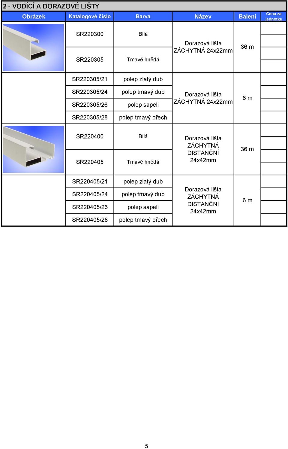 2422mm SR220305/28 SR220400 SR220405 ZÁCHYTNÁ 2442mm 3