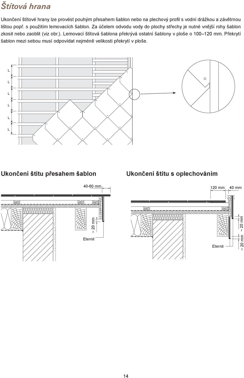 emovací štítová šablona překrývá ostatní šablony v ploše o 100 120 mm.