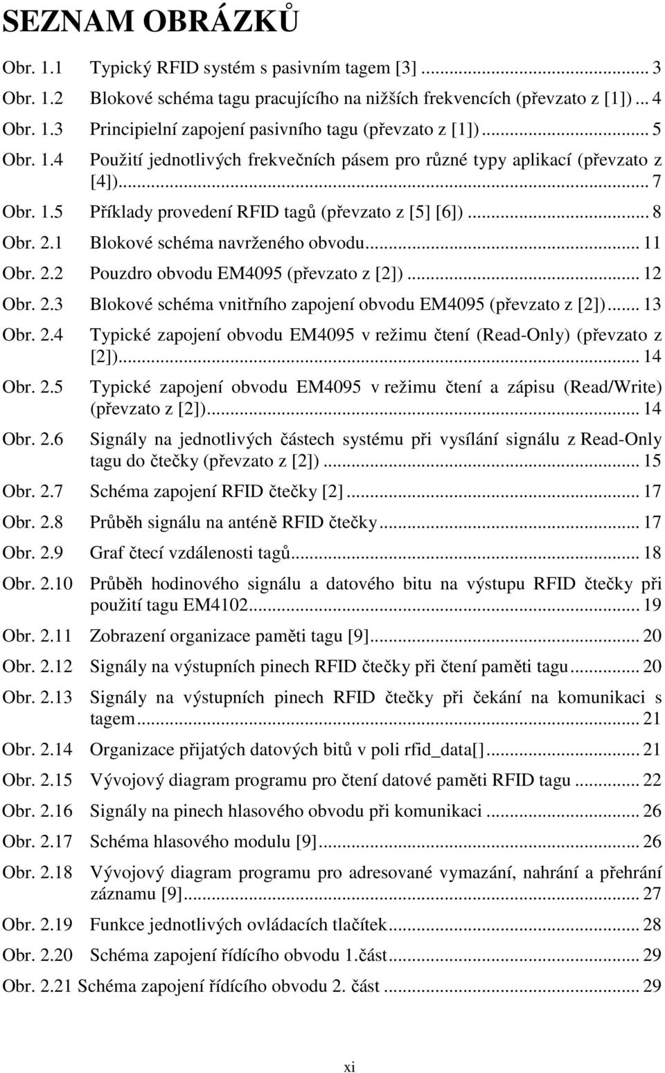 1 Blokové schéma navrženého obvodu... 11 Obr. 2.2 Pouzdro obvodu EM4095 (převzato z [2])... 12 Obr. 2.3 Blokové schéma vnitřního zapojení obvodu EM4095 (převzato z [2])... 13 Obr. 2.4 Obr. 2.5 Obr. 2.6 Typické zapojení obvodu EM4095 v režimu čtení (Read-Only) (převzato z [2]).