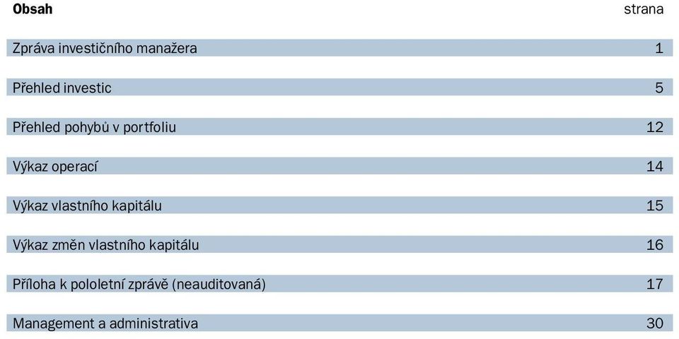 vlastního kapitálu 15 Výkaz změn vlastního kapitálu 16