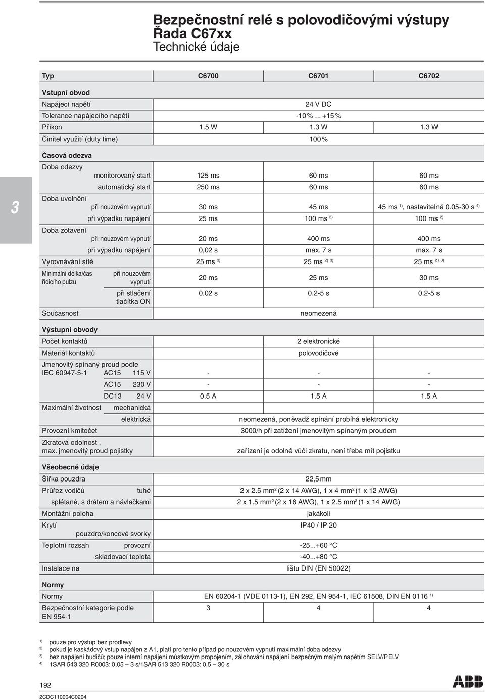 0.0-0 s 4) při výpadku napájení ms 00 ms ) 00 ms ) Doba zotavení při nouzovém vypnutí 0 ms 400 ms 400 ms při výpadku napájení 0,0 s max. 7 s max.
