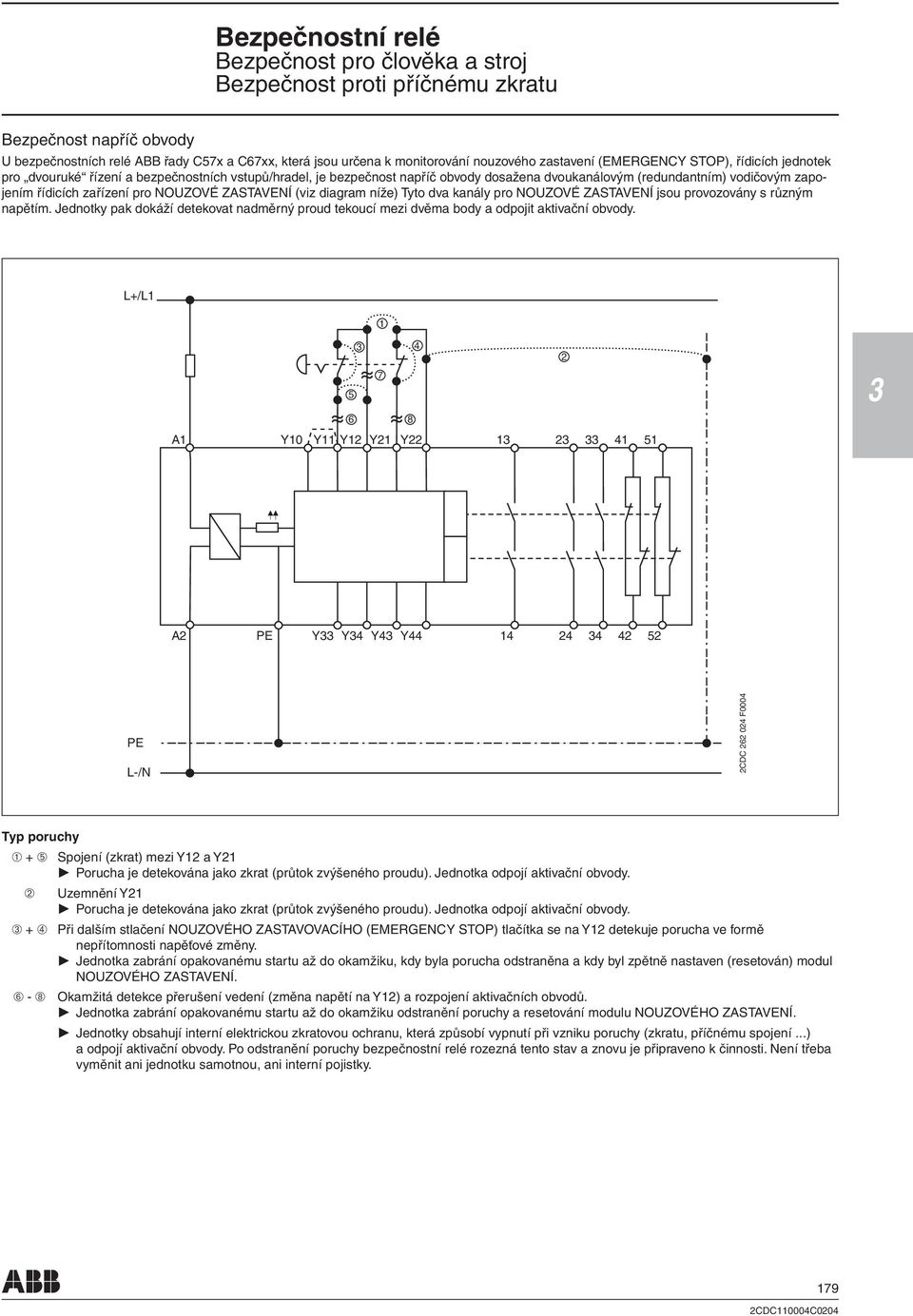 zařízení pro NOUZOVÉ ZASTAVENÍ (viz diagram níže) Tyto dva kanály pro NOUZOVÉ ZASTAVENÍ jsou provozovány s různým napětím.