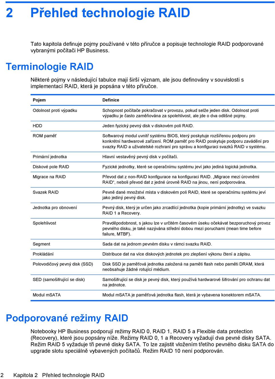 Pojem Odolnost proti výpadku HDD ROM paměť Primární jednotka Diskové pole RAID Migrace na RAID Svazek RAID Jednotka pro obnovení Spolehlivost Segment Prokládání Polovodičový pevný disk (SSD) SED