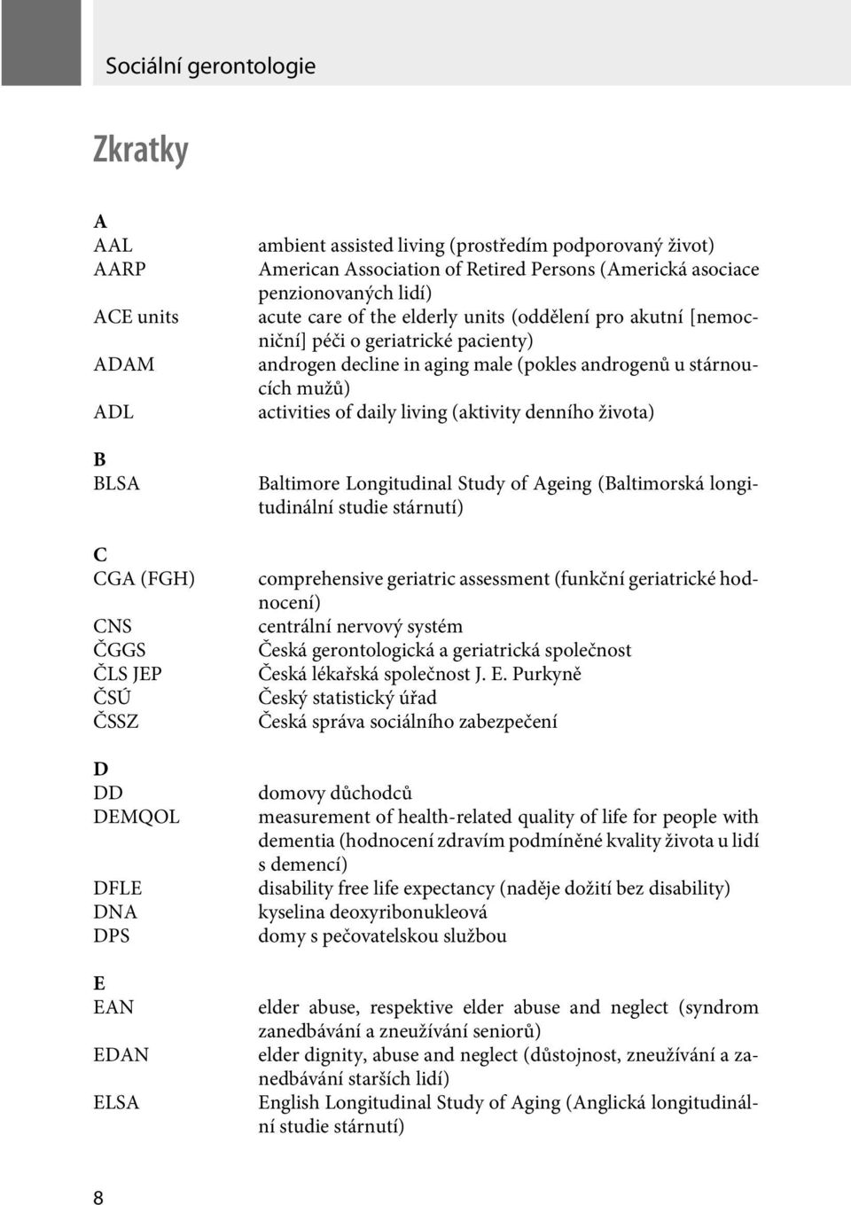 in aging male (pokles androgenů u stárnoucích mužů) activities of daily living (aktivity denního života) Baltimore Longitudinal Study of Ageing (Baltimorská longitudinální studie stárnutí)