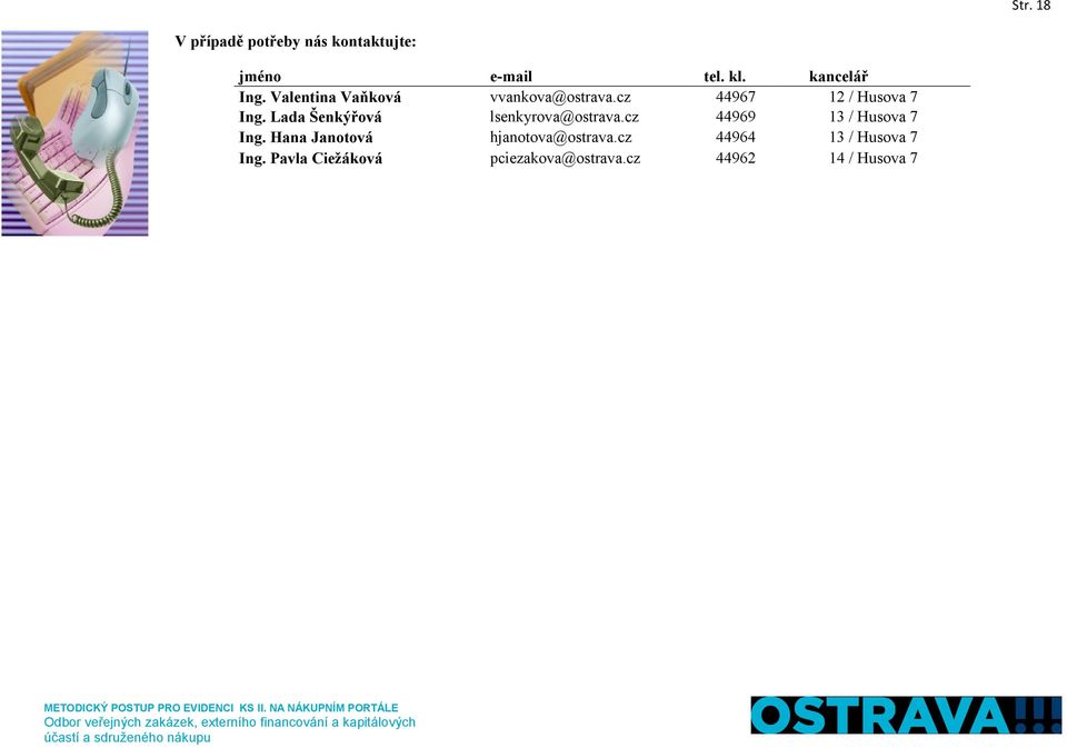 Lada Šenkýřová lsenkyrova@ostrava.cz 44969 13 / Husova 7 Ing.