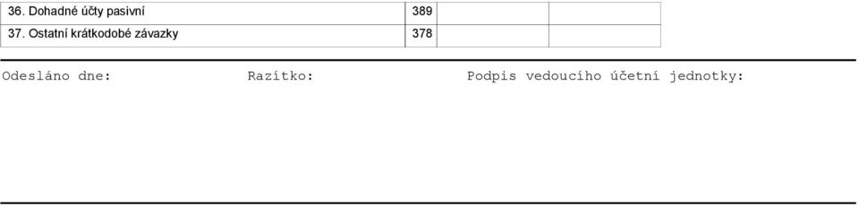závazky 378 Odesláno dne