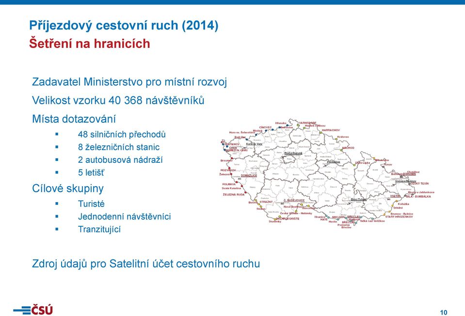 přechodů 8 železničních stanic 2 autobusová nádraží 5 letišť Cílové skupiny