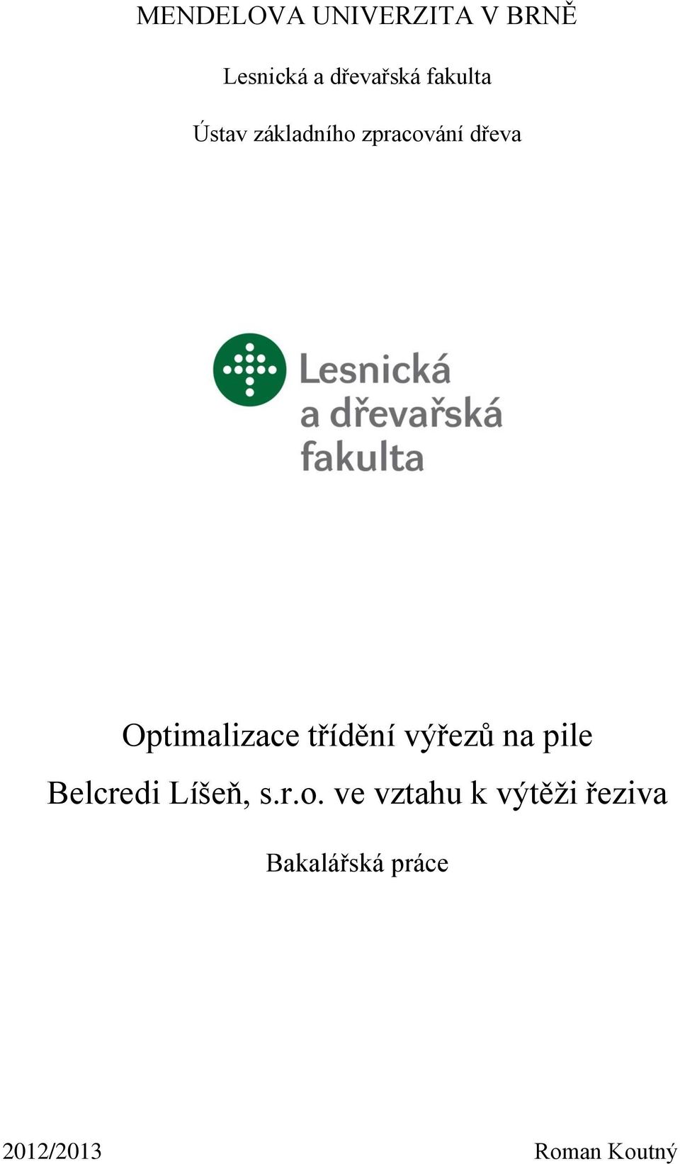 Optimalizace třídění výřezů na pile Belcredi Líšeň, s.