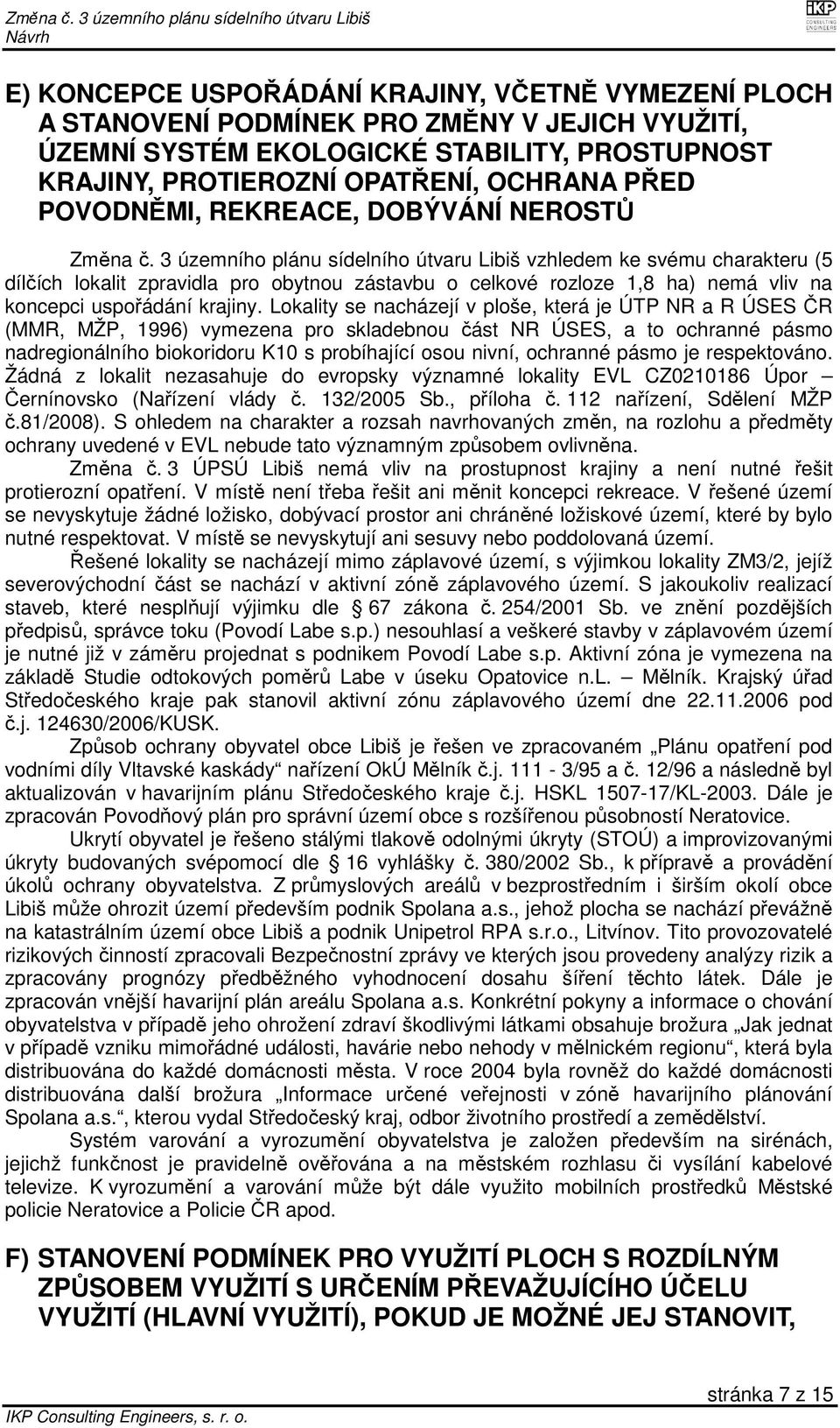 3 územního plánu sídelního útvaru Libiš vzhledem ke svému charakteru (5 dílčích lokalit zpravidla pro obytnou zástavbu o celkové rozloze 1,8 ha) nemá vliv na koncepci uspořádání krajiny.