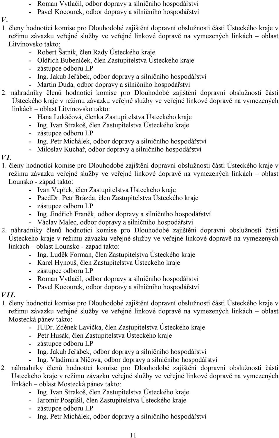 Robert Šatník, člen Rady Ústeckého kraje - Oldřich Bubeníček, člen Zastupitelstva Ústeckého kraje - zástupce odboru LP - Ing.