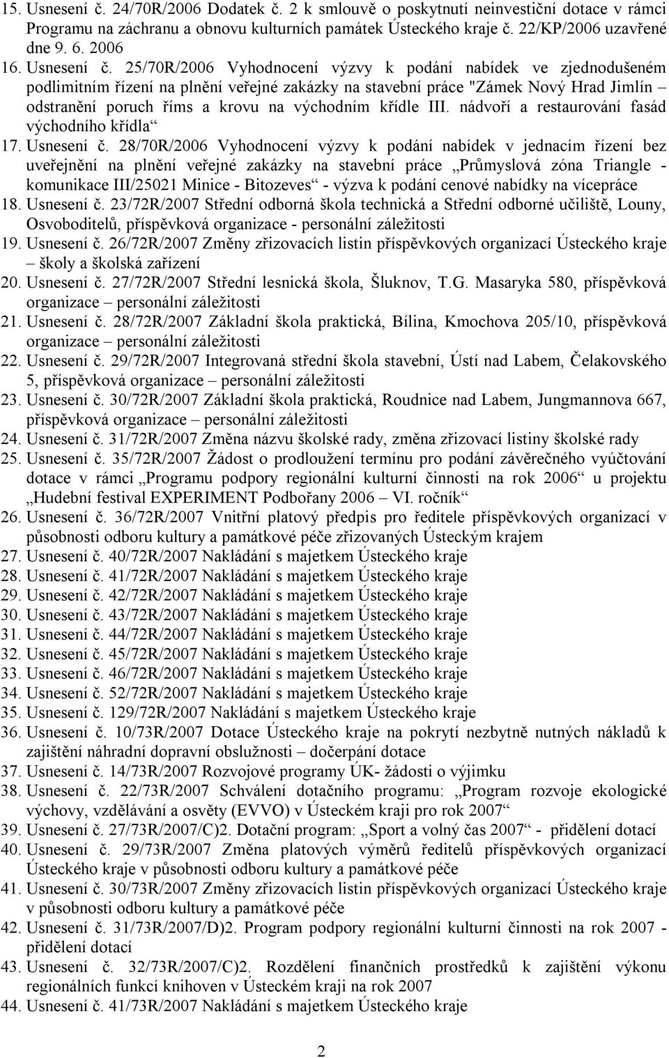 25/70R/2006 Vyhodnocení výzvy k podání nabídek ve zjednodušeném podlimitním řízení na plnění veřejné zakázky na stavební práce "Zámek Nový Hrad Jimlín odstranění poruch říms a krovu na východním