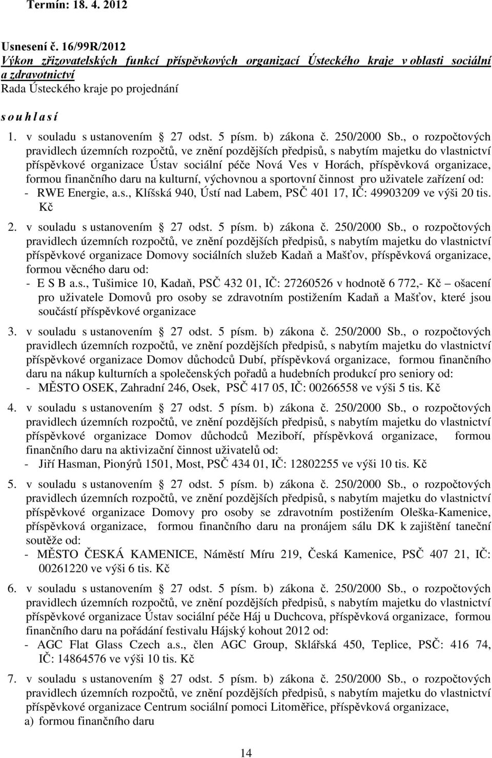 v souladu s ustanovením 27 odst. 5 písm. b) zákona č. 250/2000 Sb.