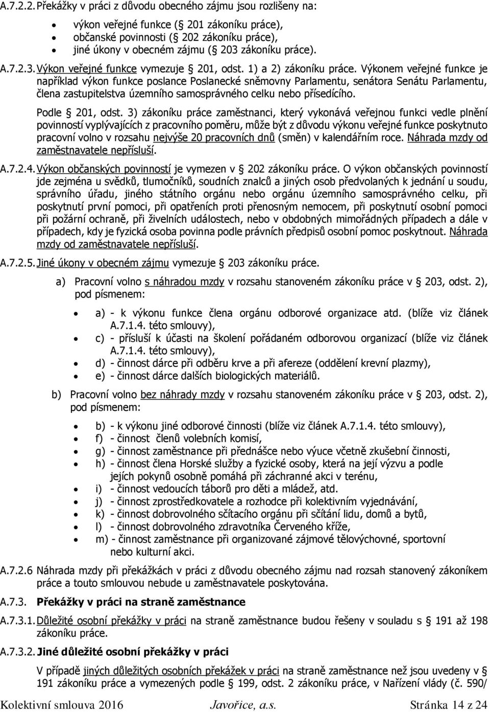 3. Výkon veřejné funkce vymezuje 201, odst. 1) a 2) zákoníku práce.