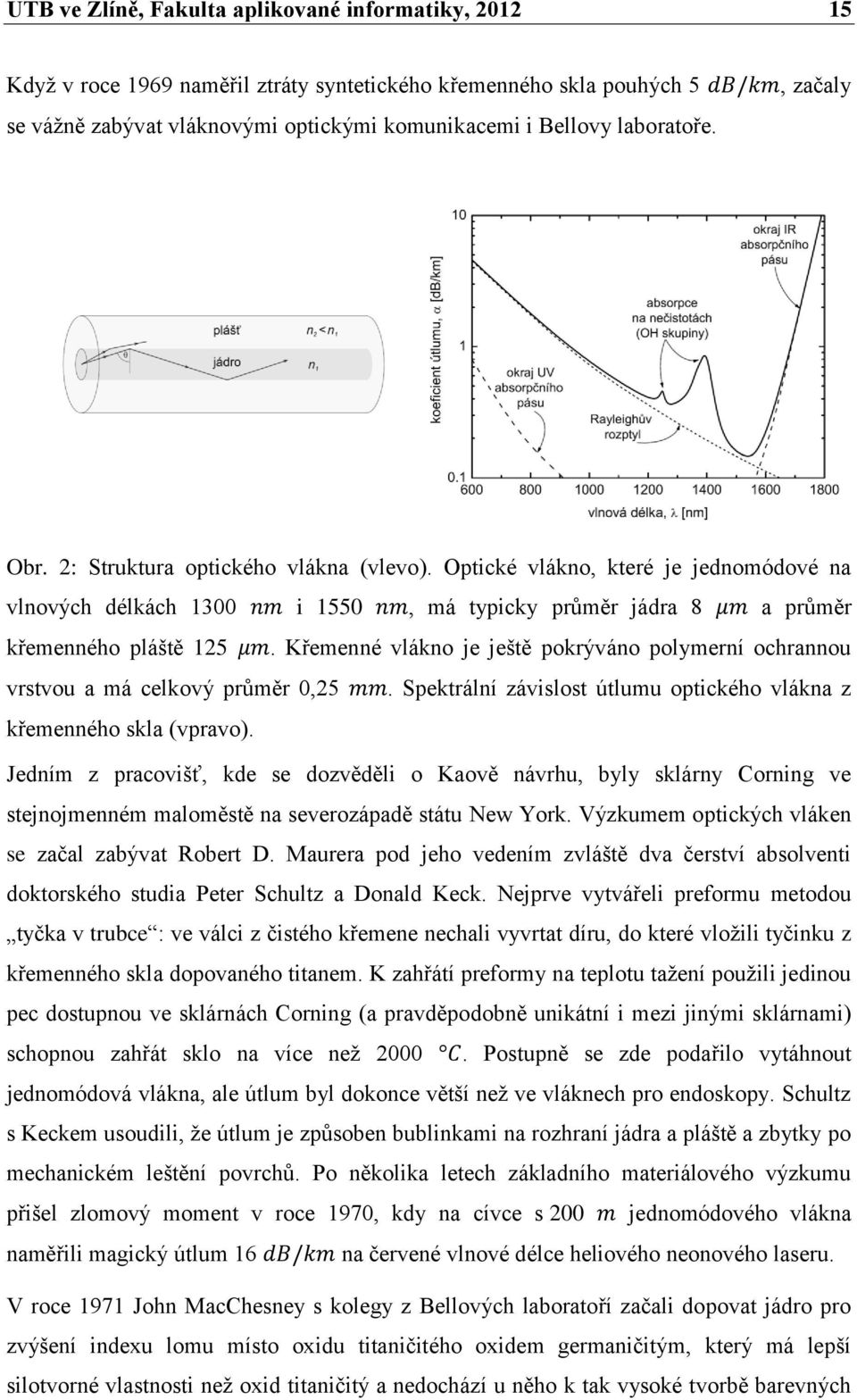 Křemenné vlákno je ještě pokrýváno polymerní ochrannou vrstvou a má celkový průměr 0,25. Spektrální závislost útlumu optického vlákna z křemenného skla (vpravo).