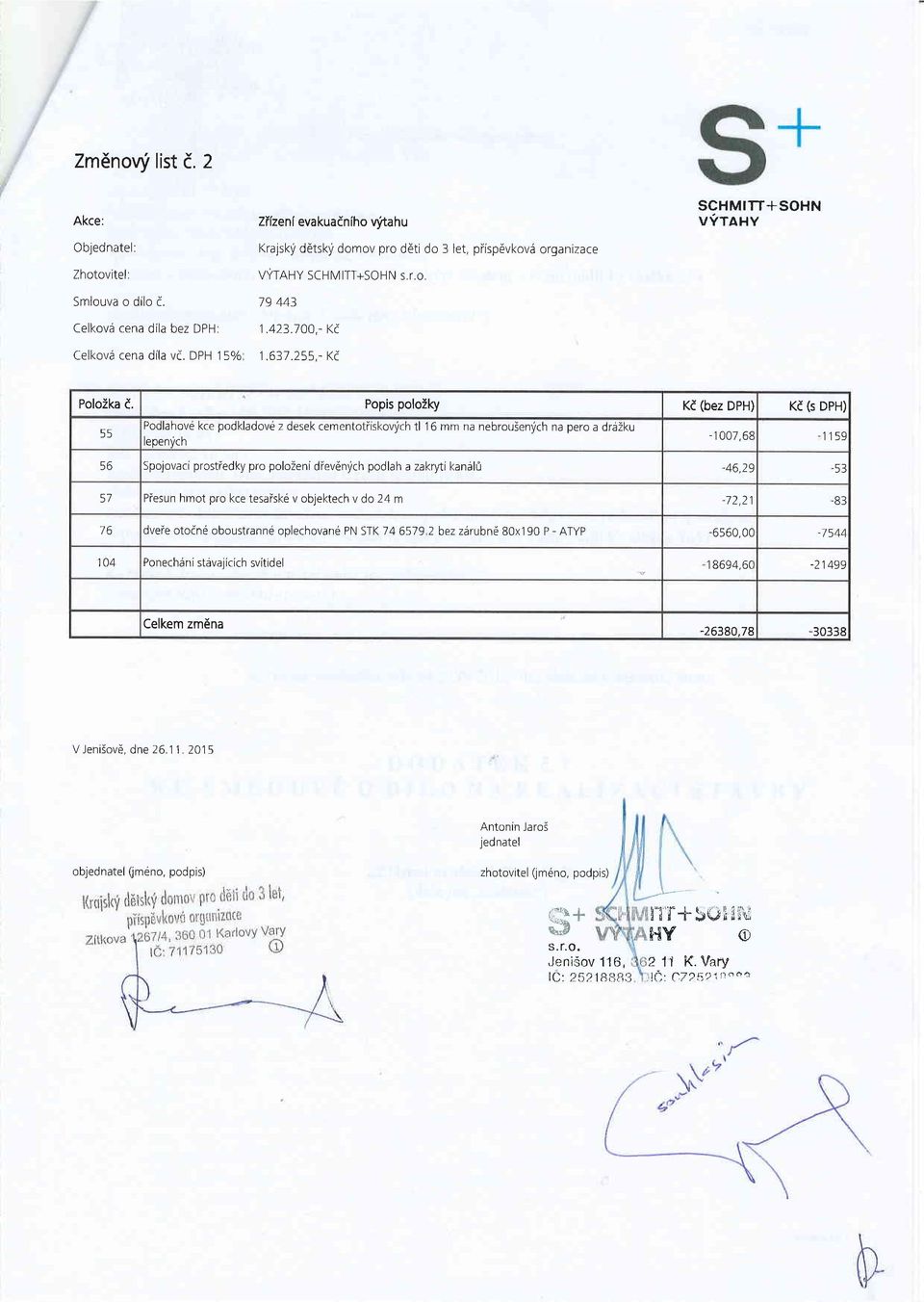 Popis polozky Kt (bez DPH) Kd (s DPH) 55 Podlahove kce podkladove z desek cementotiiskovlich tl 1 6 mm na nebrouienyich na pero a dr67ku leoenvch -1 007,6 1159 56 Spolovaci prostiedky pro polozeni