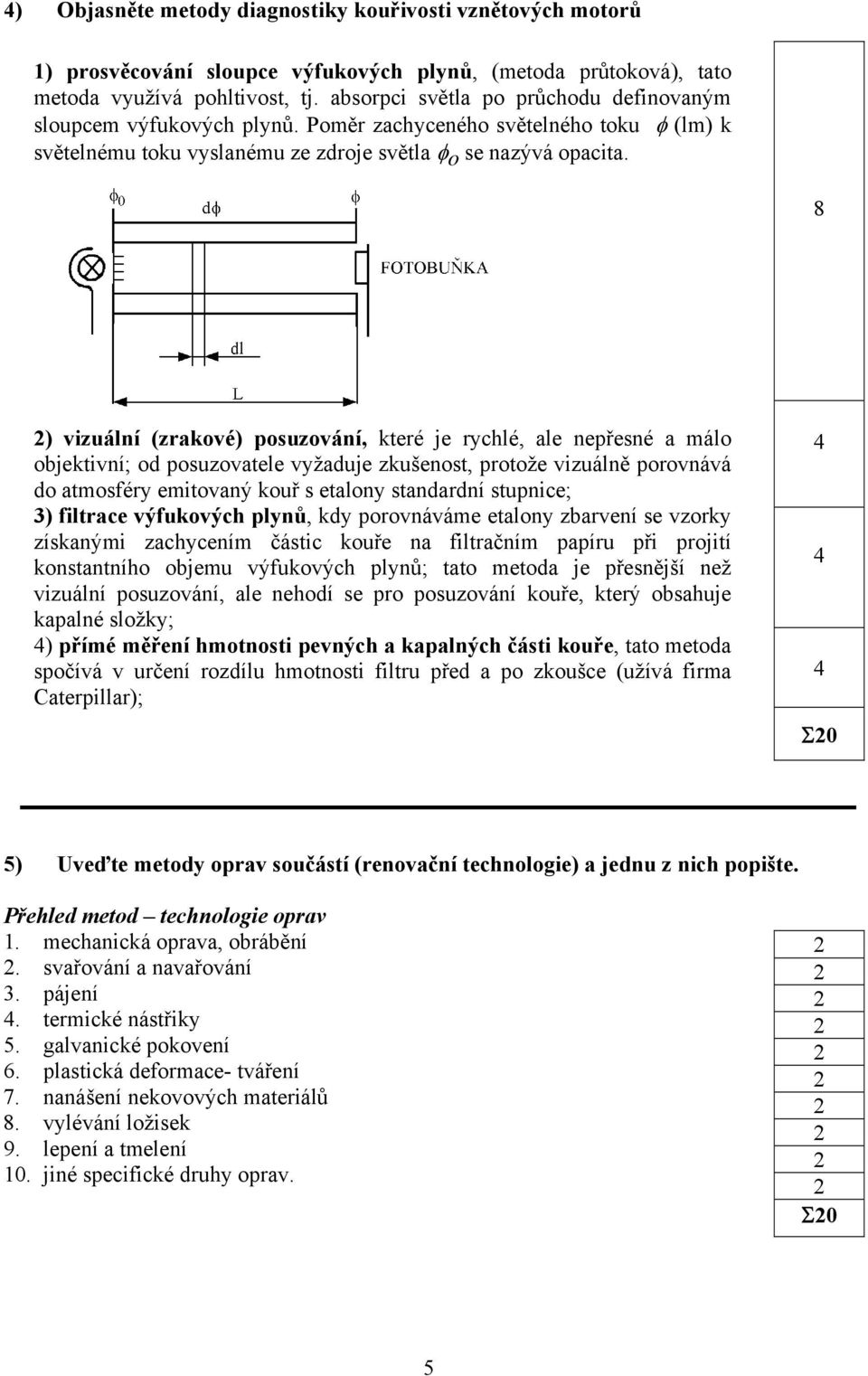 8 ) vizuálí (zraové) posuzováí, teré je rychlé, ale epřesé a málo objetiví; od posuzovatele vyžaduje zušeost, protože vizuálě porovává do atmosféry emitova ouř s etaloy stadardí stupice; 3) filtrace