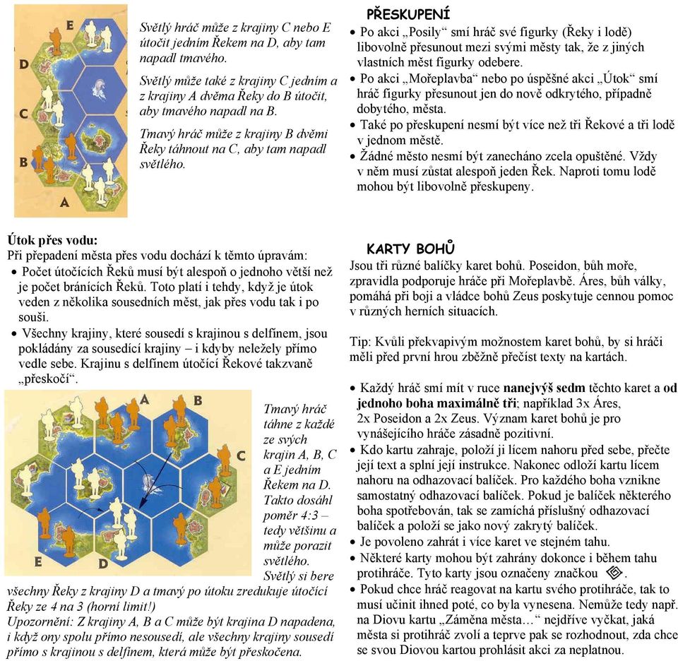 PŘESKUPENÍ Po akci Posily smí hráč své figurky (Řeky i lodě) libovolně přesunout mezi svými městy tak, že z jiných vlastních měst figurky odebere.
