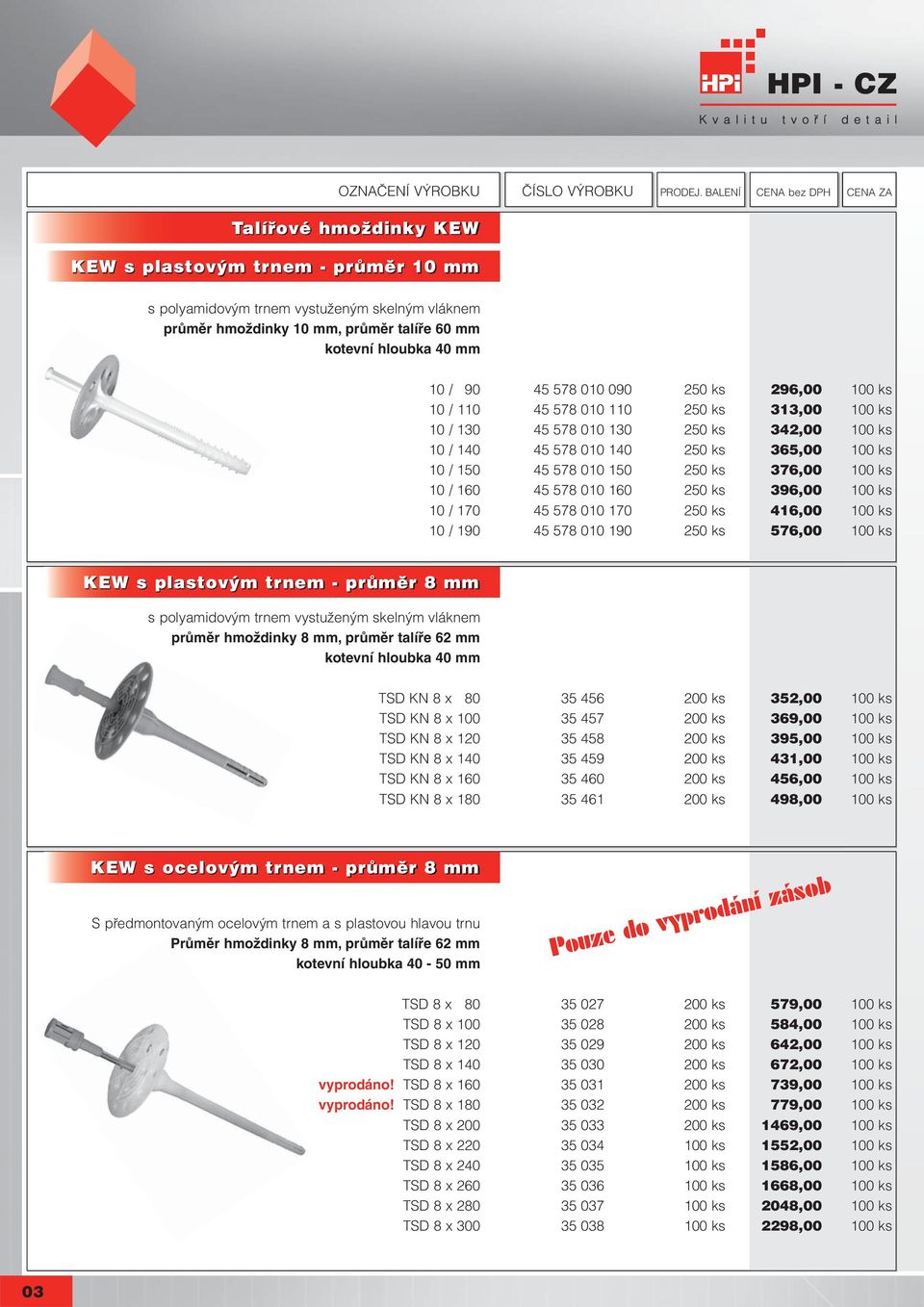 cz 10 / 90 45 578 010 090 250 ks 296,00 100 ks 10 / 110 45 578 010 110 250 ks 313,00 100 ks 10 / 130 45 578 010 130 250 ks 342,00 100 ks 10 / 140 45 578 010 140 250 ks 365,00 100 ks 10 / 150 45 578