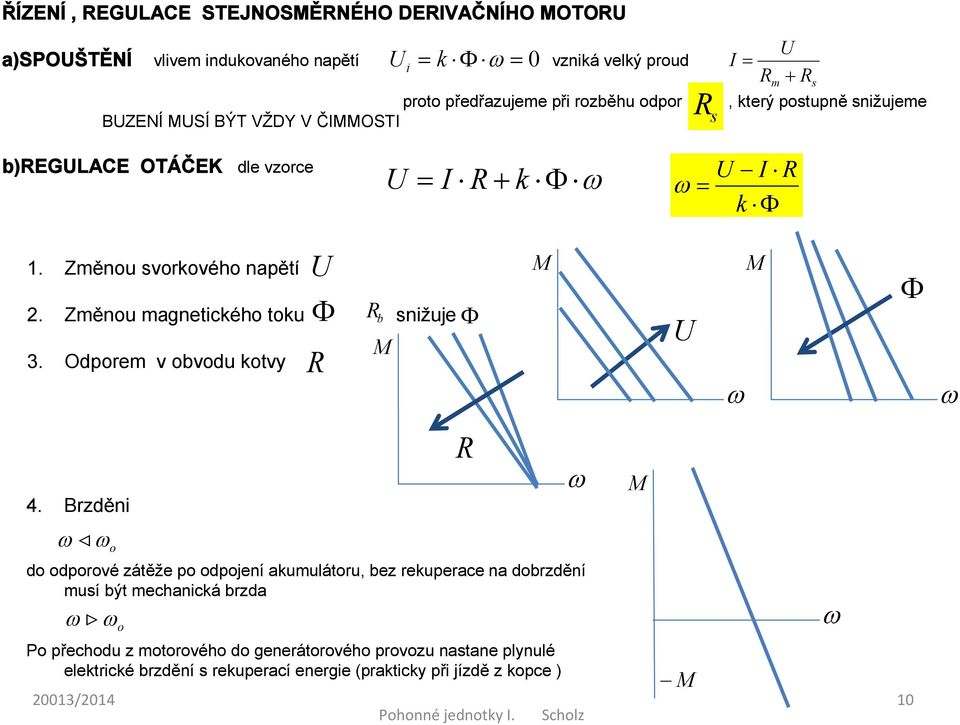 Změnou magnetického toku Rb nižuje 3. Odrem v obvodu kotvy R 4.