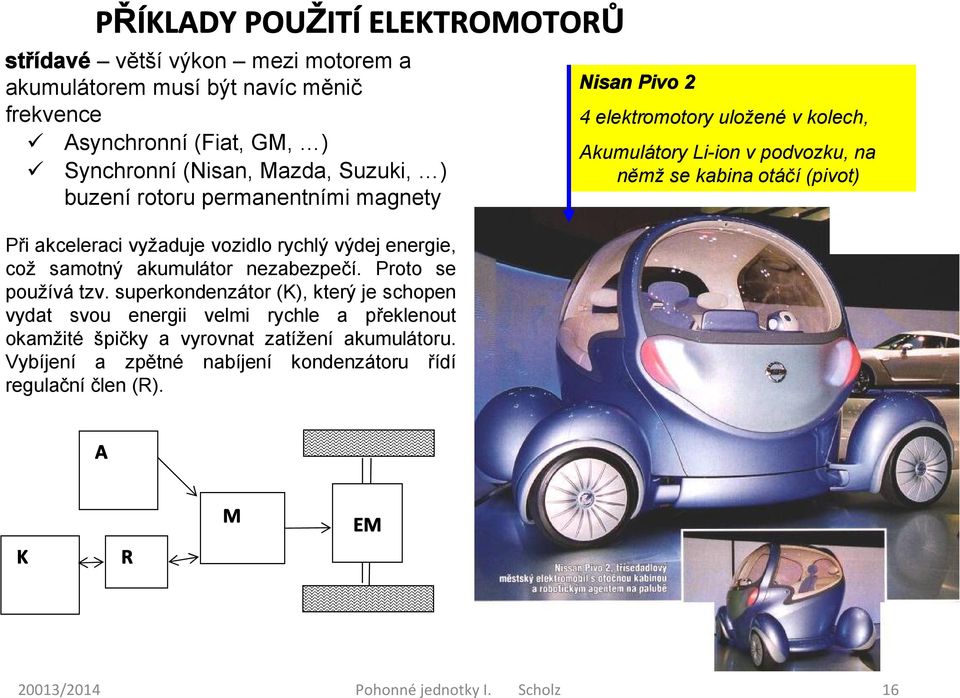 uperkondenzátor (K), který je chopen vydat vou energii velmi rychle a překlenout okamžité špičky a vyrovnat zatížení akumulátoru.