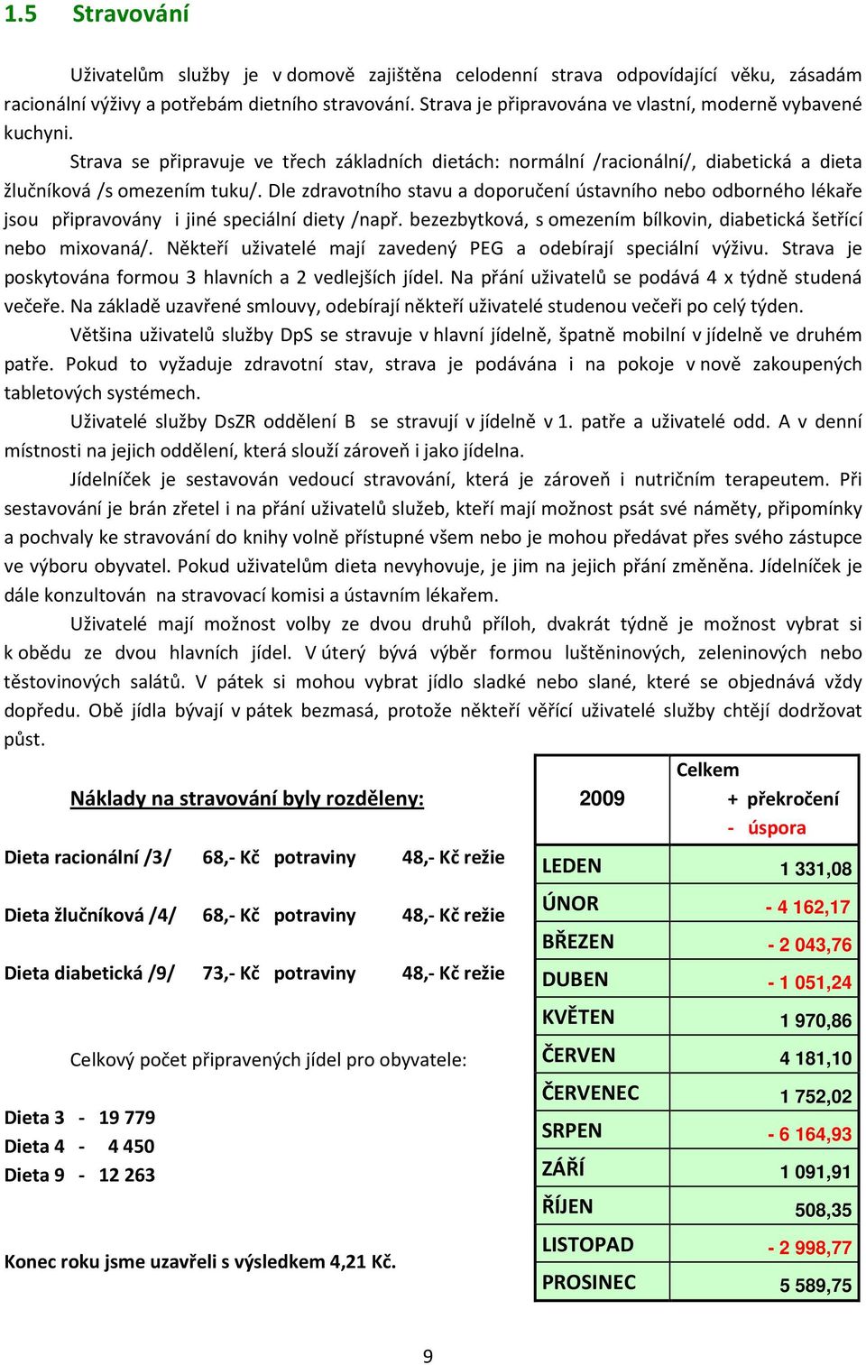 Dle zdravotního stavu a doporučení ústavního nebo odborného lékaře jsou připravovány i jiné speciální diety /např. bezezbytková, s omezením bílkovin, diabetická šetřící nebo mixovaná/.