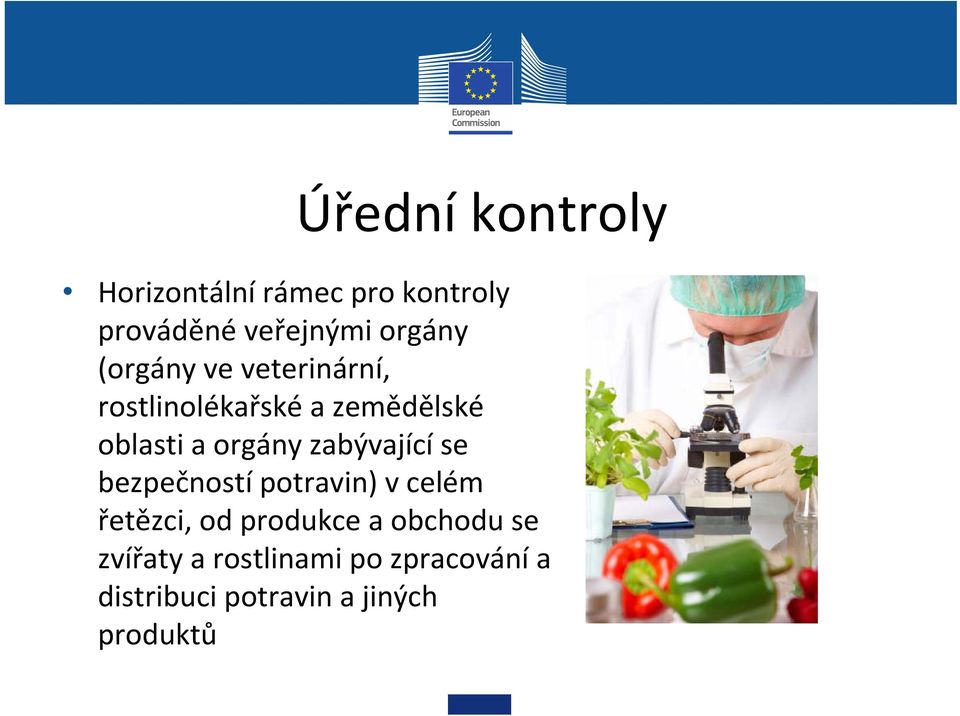 zabývající se bezpečností potravin) v celém řetězci, od produkce a obchodu