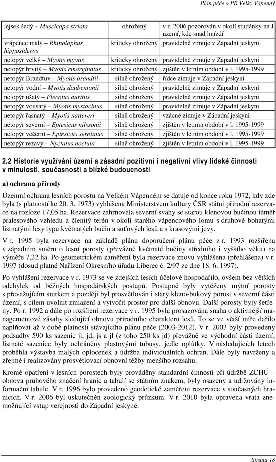 pravidelně zimuje v Západní jeskyni netopýr brvitý Myotis emarginatus kriticky ohrožený zjištěn v letním období v l.