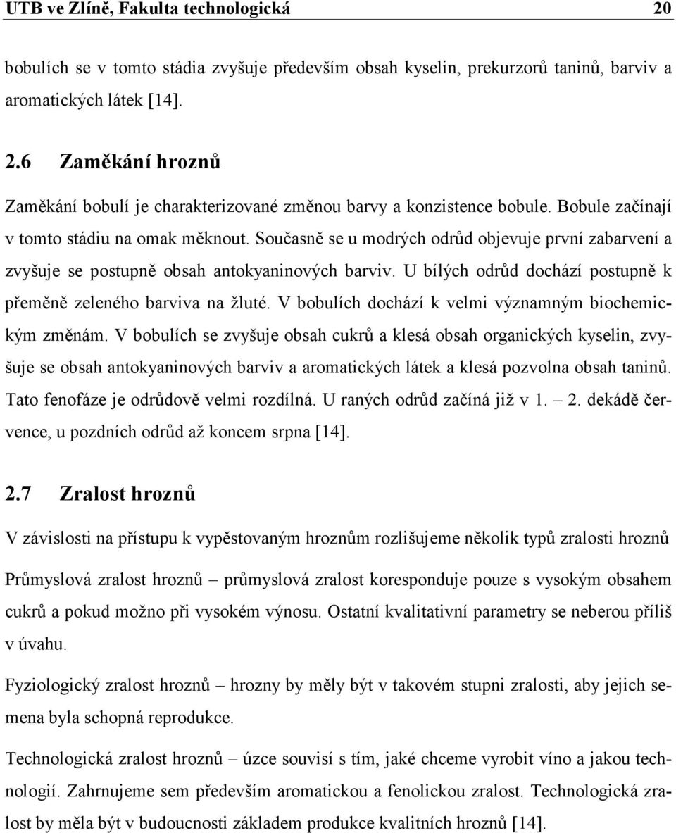 U bílých odrůd dochází postupně k přeměně zeleného barviva na žluté. V bobulích dochází k velmi významným biochemickým změnám.