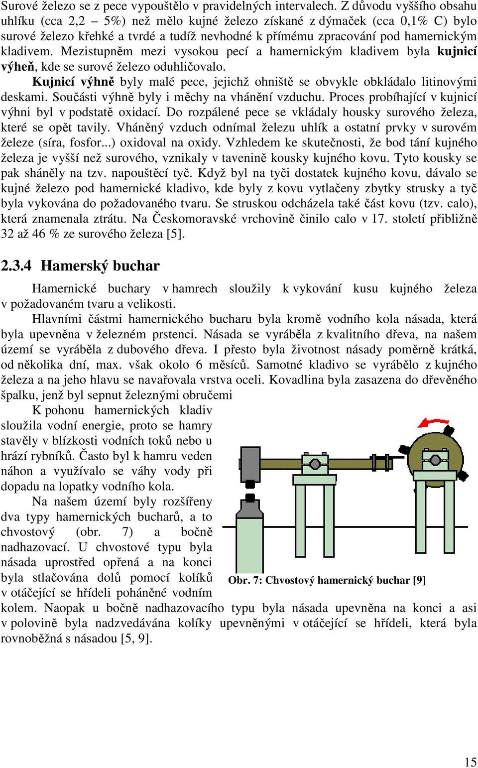 Mezistupněm mezi vysokou pecí a hamernickým kladivem byla kujnicí výheň, kde se surové železo oduhličovalo. Kujnicí výhně byly malé pece, jejichž ohniště se obvykle obkládalo litinovými deskami.