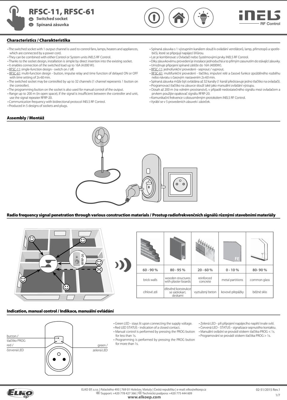 It enables connection of the switched load up to 6A (.000 W). RFSC-: single-function design - switch on / off.