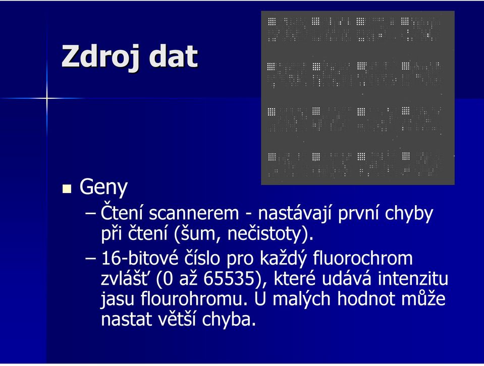 6-bitové číslo pro každý fluorochrom zvlášť (0 až