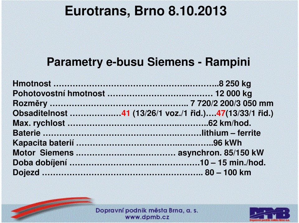 47(13/33/1 řid.) Max. rychlost....62 km/hod. Baterie. lithium ferrite Kapacita baterií.