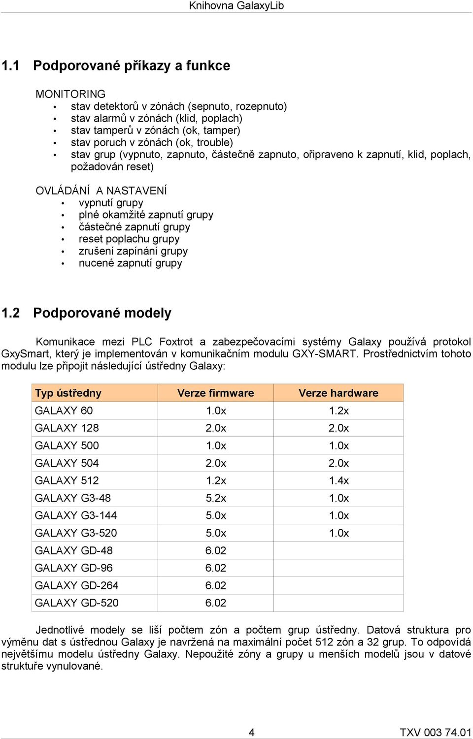 poplachu grupy zrušení zapínání grupy nucené zapnutí grupy 1.