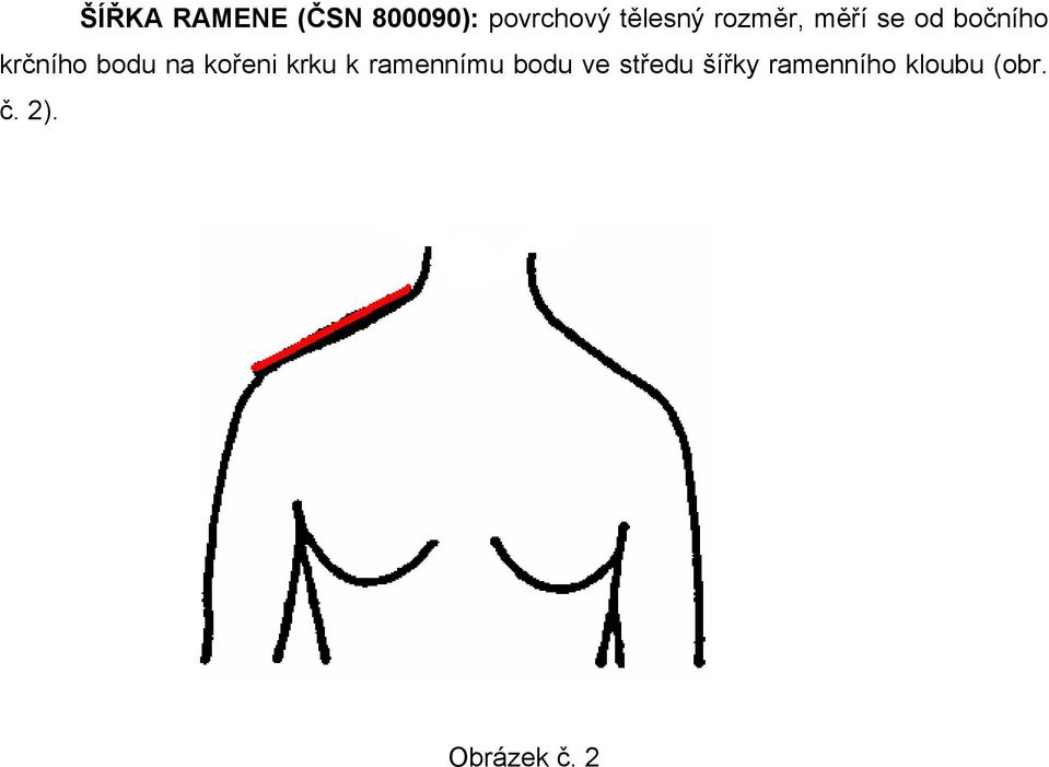 bodu na kořeni krku k ramennímu bodu ve