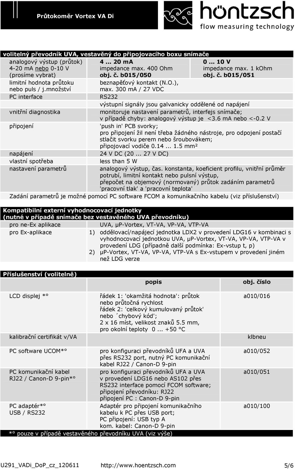 300 ma / 27 VDC PC interface RS232 výstupní signály jsou galvanicky oddělené od napájení vnitřní diagnostika monitoruje nastavení parametrů, interfejs snímače; v případě chyby: analogový výstup je <3.