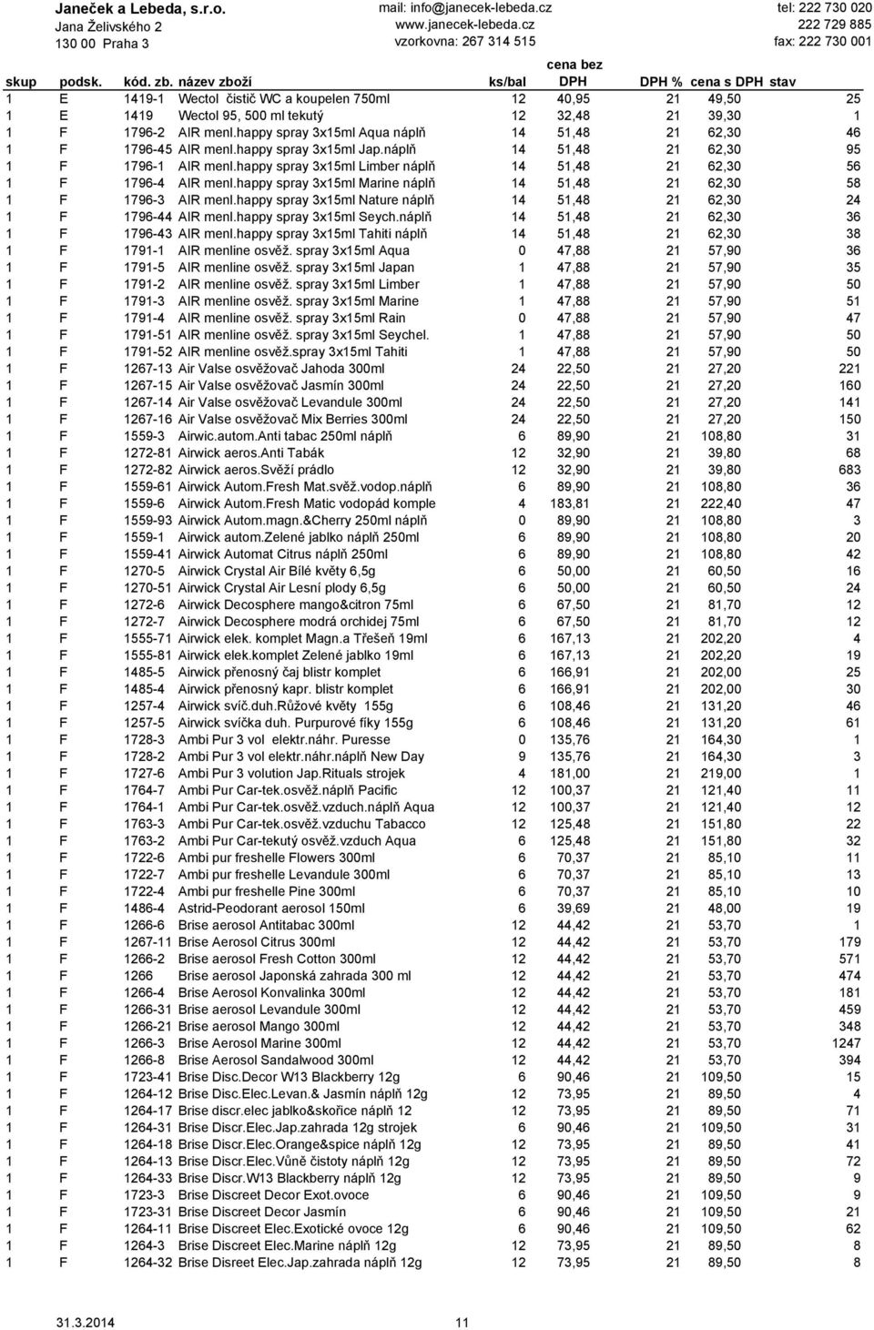 happy spray 3x15ml Limber náplň 14 51,48 21 62,30 56 1 F 1796-4 AIR menl.happy spray 3x15ml Marine náplň 14 51,48 21 62,30 58 1 F 1796-3 AIR menl.