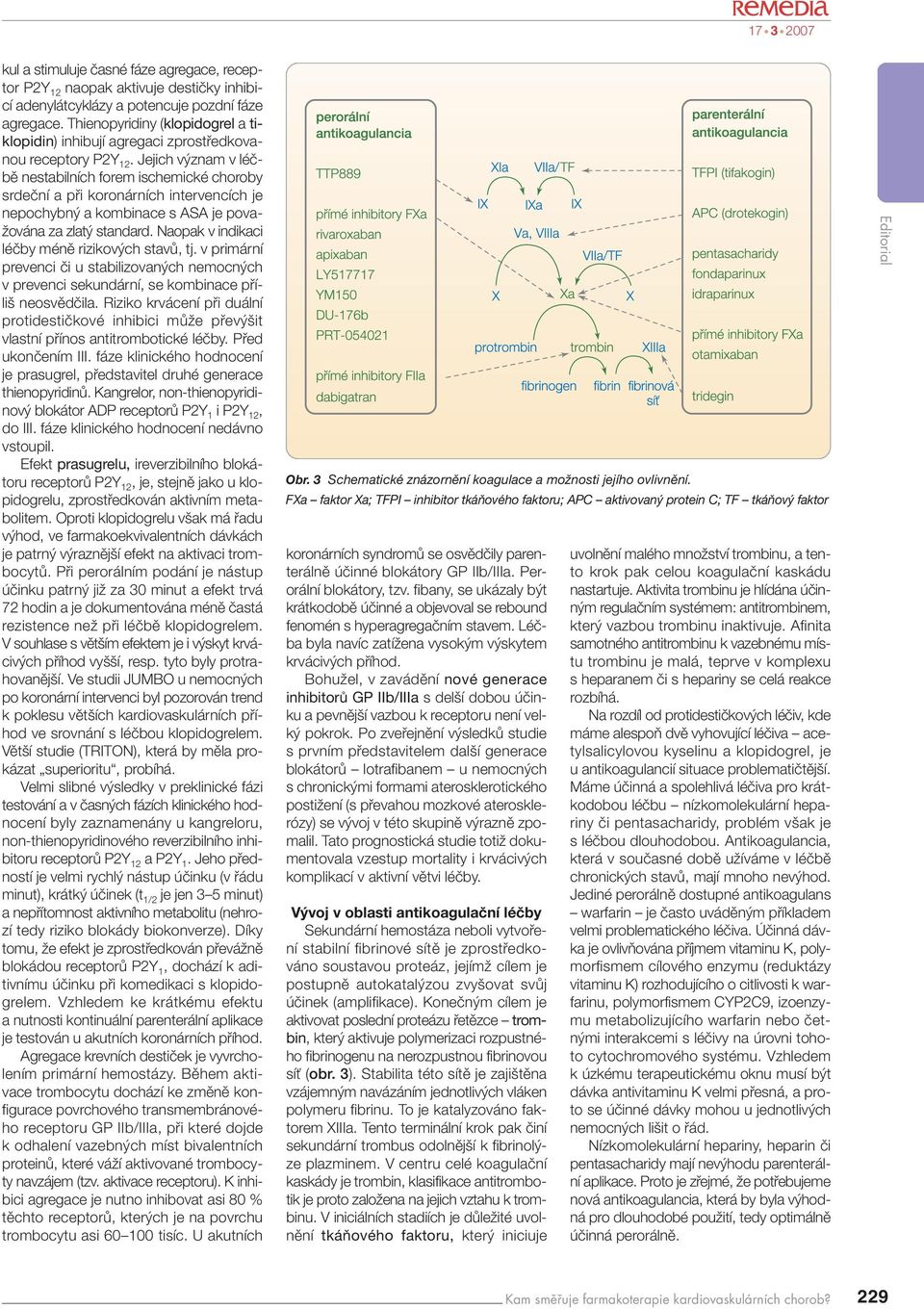 Jejich v znam v léãbû nestabilních forem ischemické choroby srdeãní a pfii koronárních intervencích je nepochybn a kombinace s ASA je pova- Ïována za zlat standard.