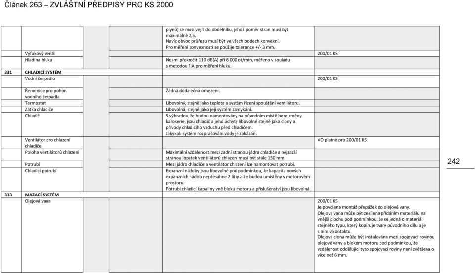 331 CHLADICÍ SYSTÉM Vodní čerpadlo Řemenice pro pohon Žádná dodatečná omezení. vodního čerpadla Termostat Libovolný, stejně jako teplota a systém řízení spouštění ventilátoru.