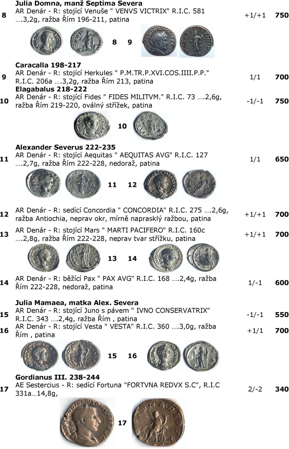 2,6g, ražba Řím 219-220, oválný střížek, patina 1/1 700-1/-1 750 10 11 Alexander Severus 222-235 AR Denár - R: stojící Aequitas " AEQUITAS AVG" R.I.C. 127.