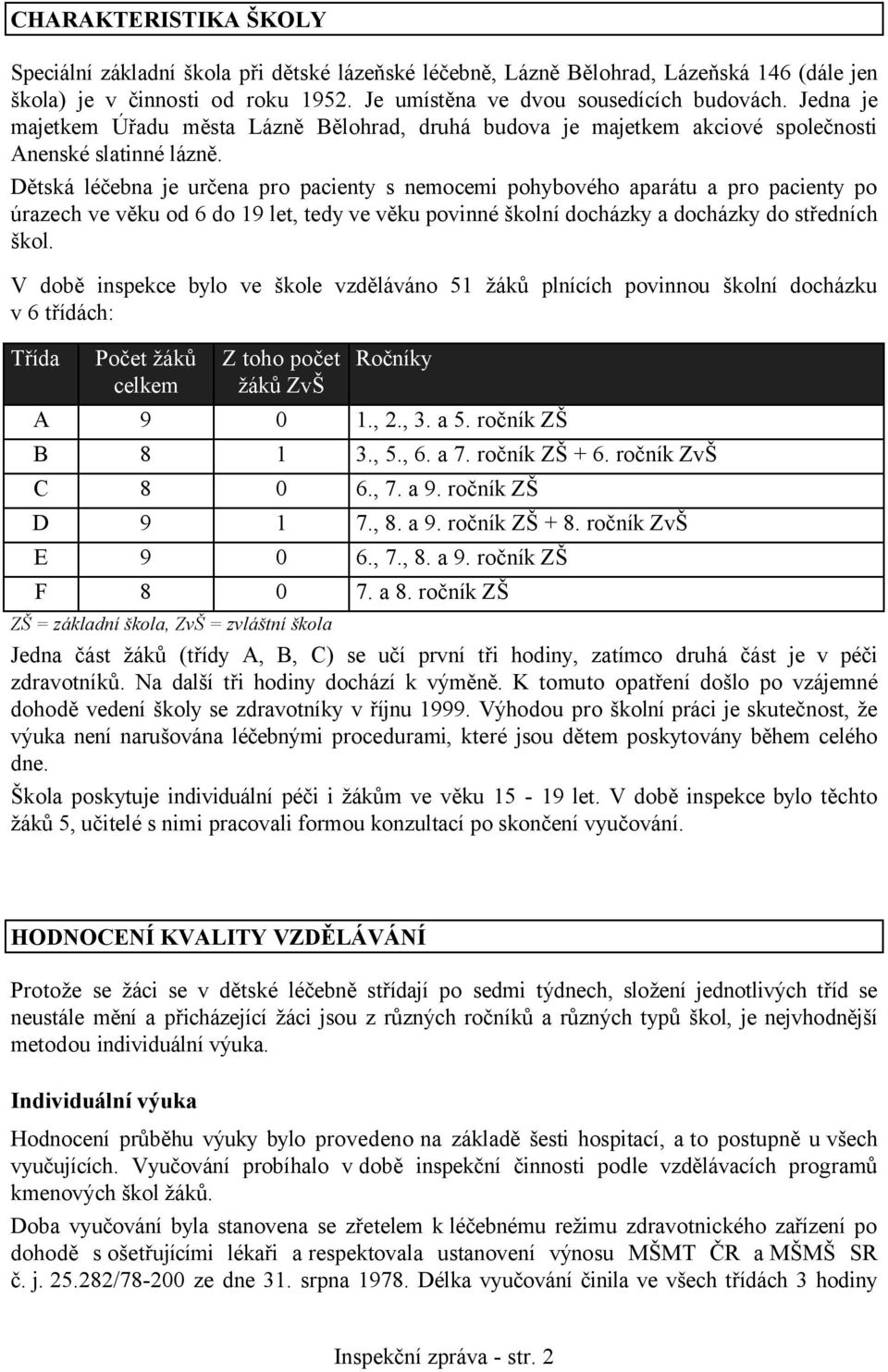 Dětská léčebna je určena pro pacienty s nemocemi pohybového aparátu a pro pacienty po úrazech ve věku od 6 do 19 let, tedy ve věku povinné školní docházky a docházky do středních škol.