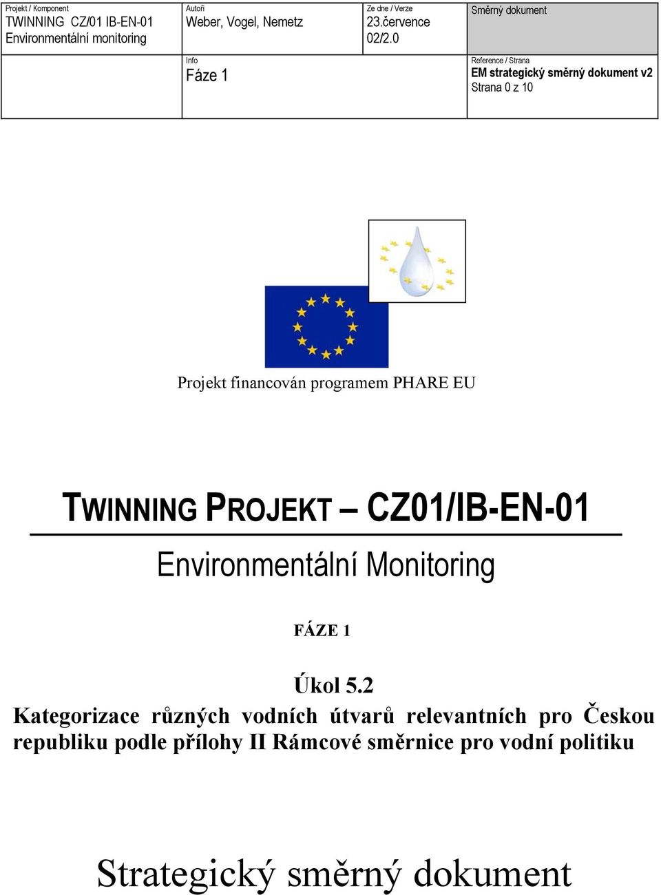 0 Směrný dokument Info Fáze 1 Reference / Strana EM strategický směrný dokument v2 Strana 0 z 10 Projekt financován