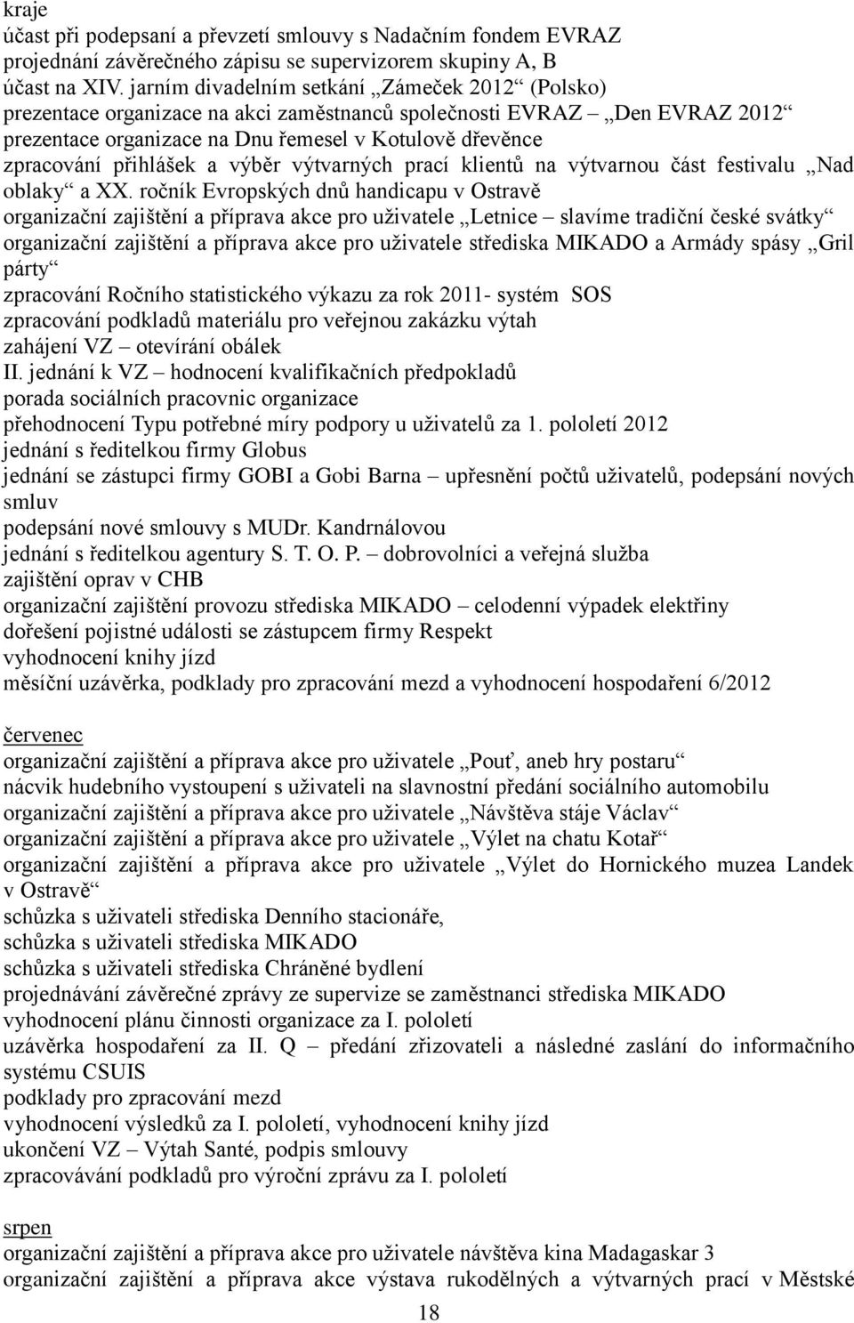 přihlášek a výběr výtvarných prací klientů na výtvarnou část festivalu Nad oblaky a XX.