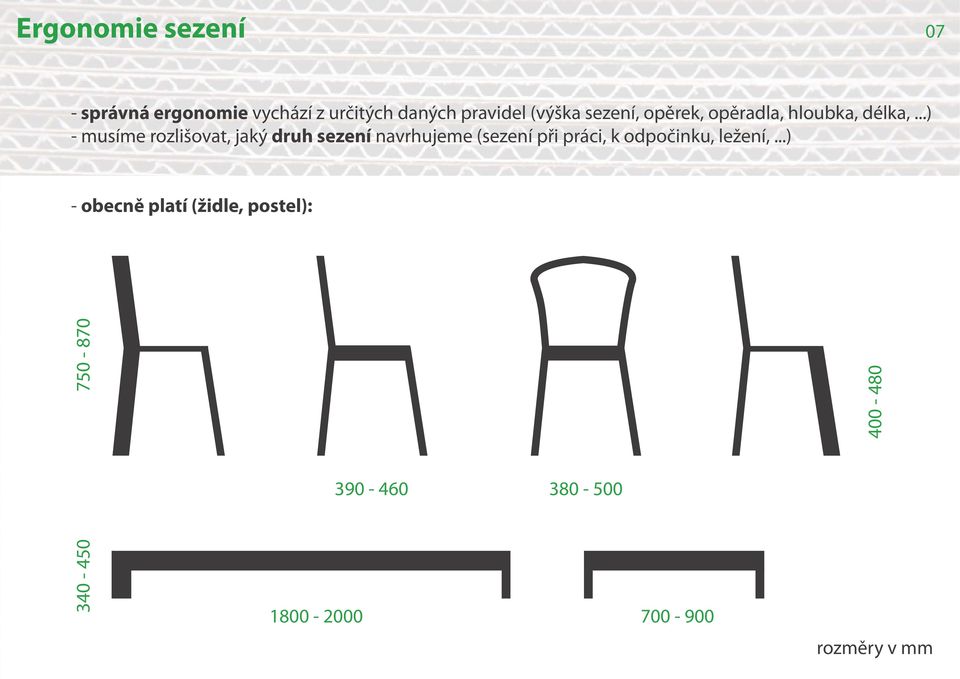 ..) - musíme rozlišovat, jaký druh sezení navrhujeme (sezení při práci, k