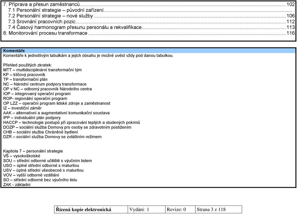 .. 116 Komentáře Komentáře k jednotlivým tabulkám a jejich obsahu je možné uvést vždy pod danou tabulkou.