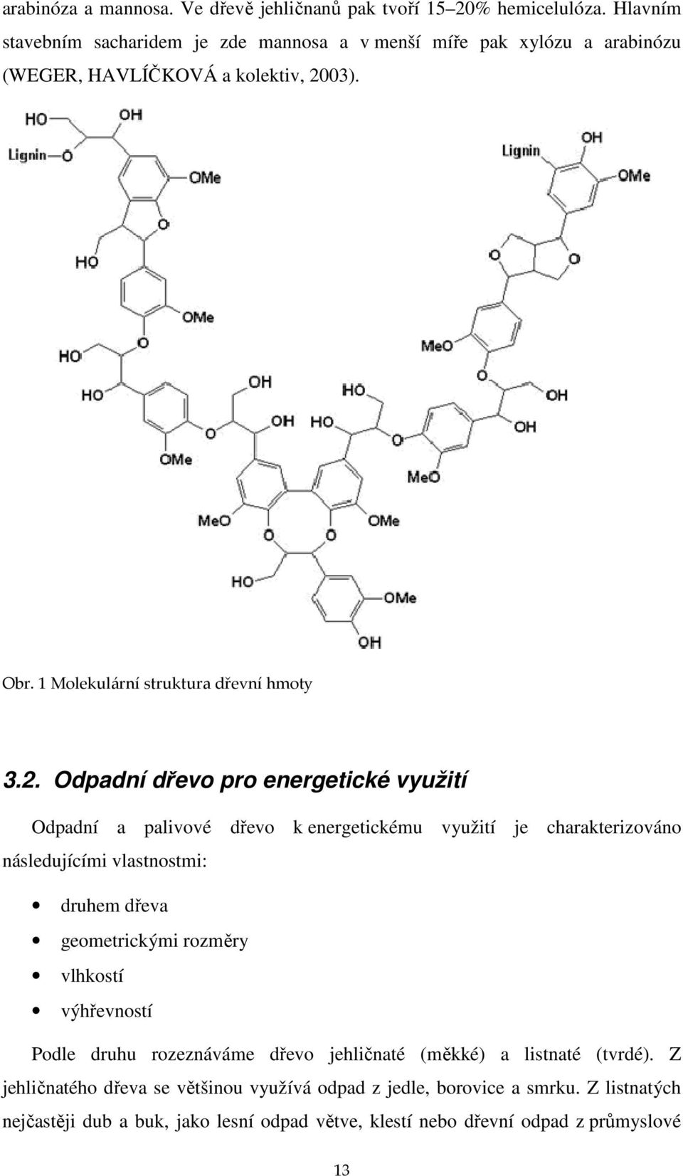 03). Obr. 1 Molekulární struktura dřevní hmoty 3.2.