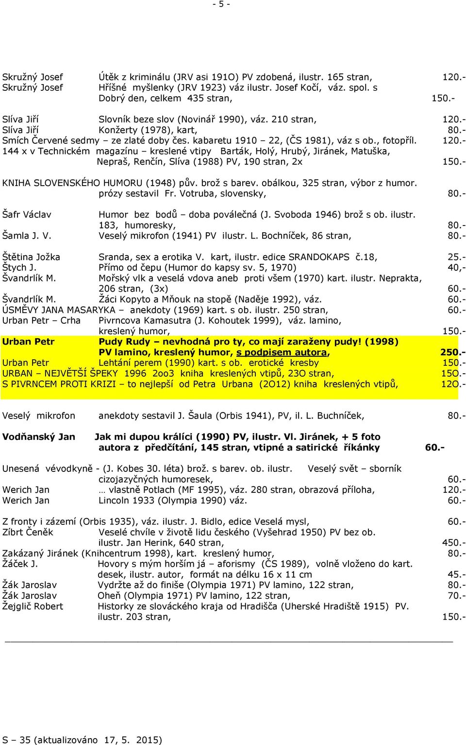 120.- 144 x v Technickém magazínu kreslené vtipy Barták, Holý, Hrubý, Jiránek, Matuška, Nepraš, Renčín, Slíva (1988) PV, 190 stran, 2x 150.- KNIHA SLOVENSKÉHO HUMORU (1948) pův. brož s barev.