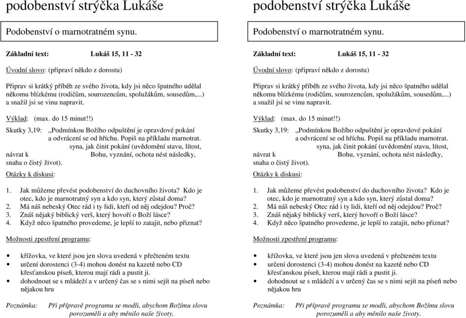 Skutky 3,19: Podmínkou Božího odpuštění je opravdové pokání a odvrácení se od hříchu. Popiš na příkladu marnotrat.